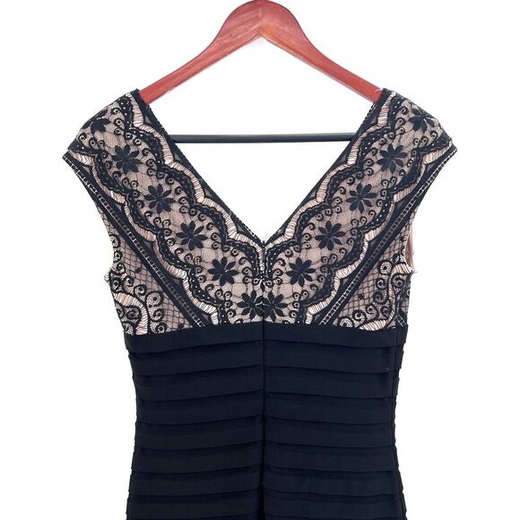 Adrianna Papell Black Lace Sleeveless Layered Evening Bodycon Dress - Picture 6 of 8